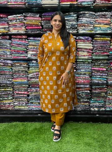 ALINE KURTI WITH PLAZO (PURE CAMRIC COTTON)