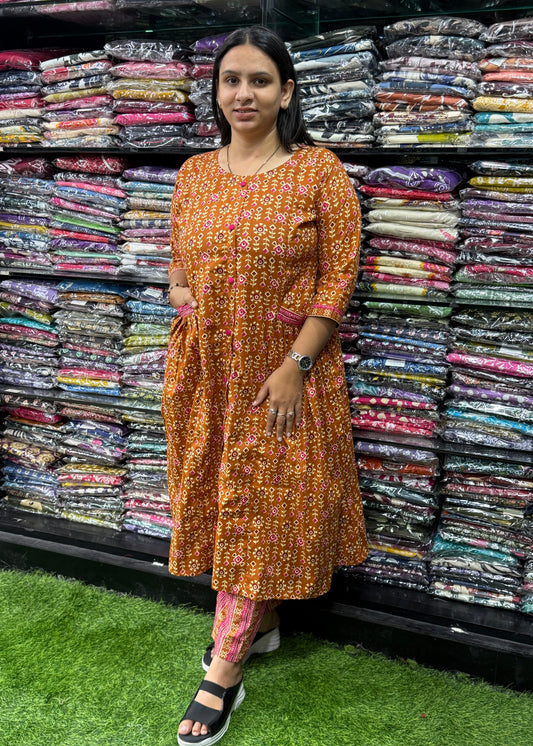 ALINE KURTI WITH PANT (PURE CAMRIC COTTON)