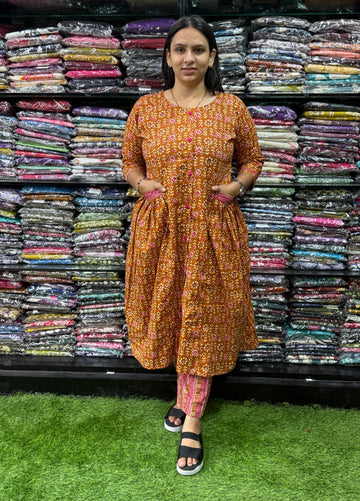 ALINE KURTI WITH PANT (PURE CAMRIC COTTON)