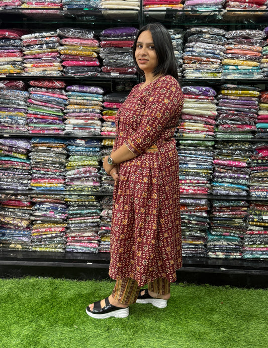 ALINE KURTI WITH PANT (PURE CAMRIC COTTON)