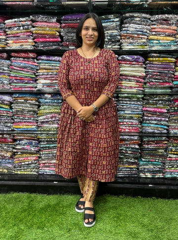 ALINE KURTI WITH PANT (PURE CAMRIC COTTON)