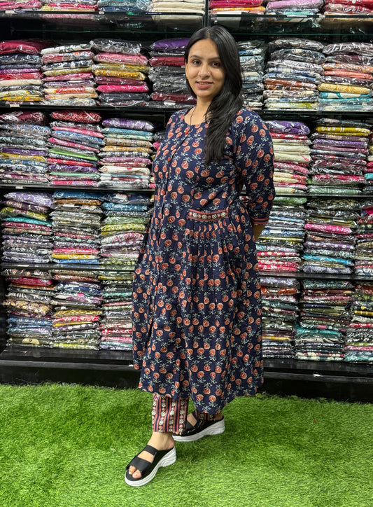 ALINE KURTI WITH PANT (PURE CAMRIC COTTON)