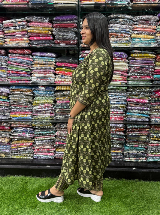 ALINE KURTI WITH PANT (PURE CAMRIC COTTON)