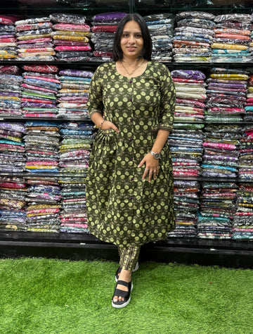 ALINE KURTI WITH PANT (PURE CAMRIC COTTON)