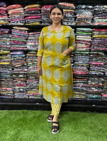 ALINE KURTI WITH PANT (PURE CAMRIC COTTON)