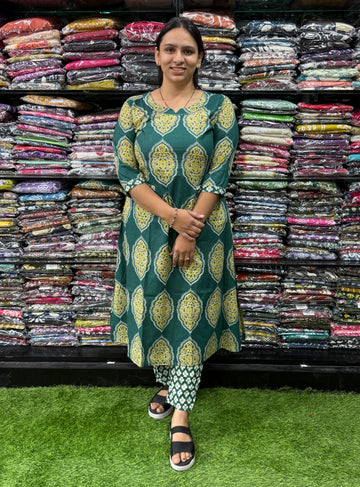 ALINE KURTI WITH PANT (PURE CAMRIC COTTON)