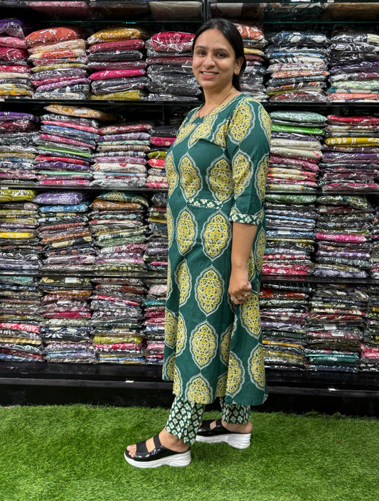 ALINE KURTI WITH PANT (PURE CAMRIC COTTON)