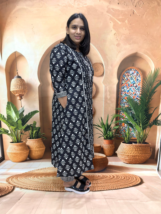 ALINE KURTI WITH PANT (PURE CAMRIC COTTON)