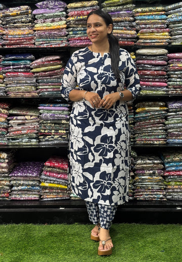 STRAIGHT KURTI-PLAZO (PURE CAMRIC COTTON)