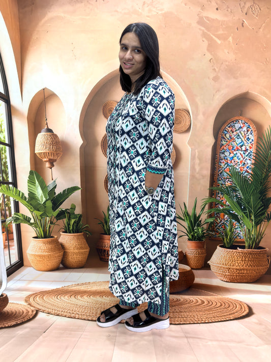 ALINE KURTI WITH PANT (PURE CAMRIC COTTON)