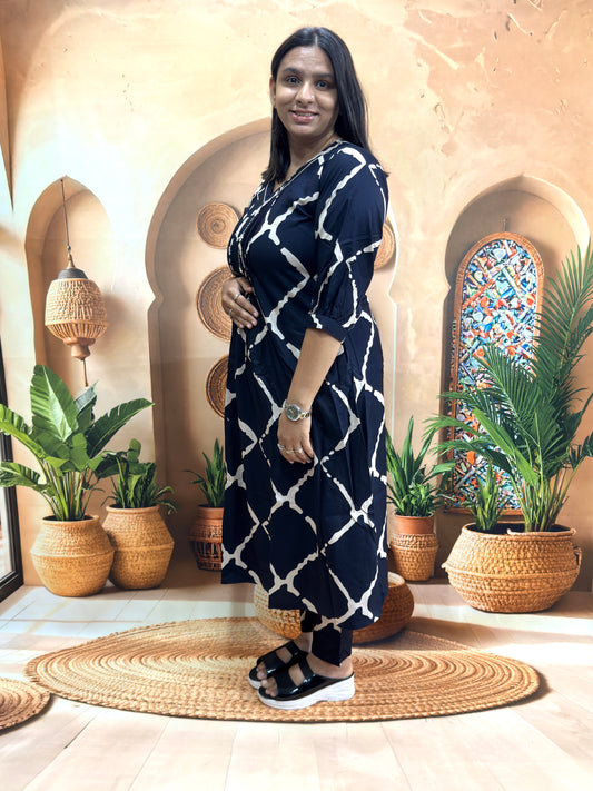 ALINE KURTI WITH PANT (HEAVY 22KG RAYON) (WITH WORK)