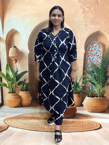 ALINE KURTI WITH PANT (HEAVY 22KG RAYON) (WITH WORK)