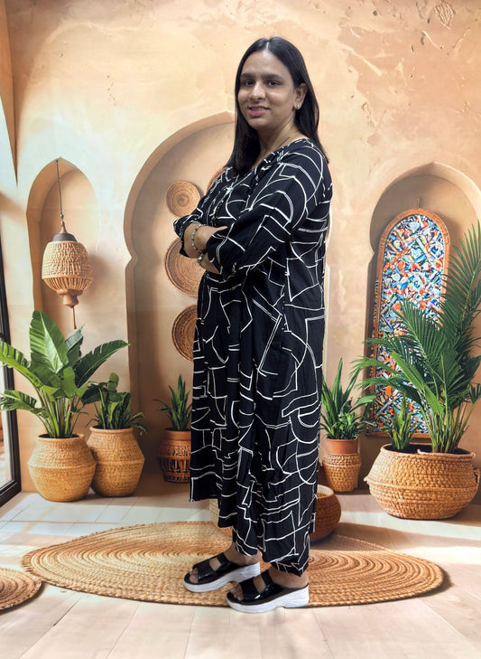 ALINE KURTI WITH PANT (HEAVY 22KG RAYON) (WITH WORK)