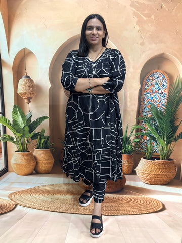 ALINE KURTI WITH PANT (HEAVY 22KG RAYON) (WITH WORK)