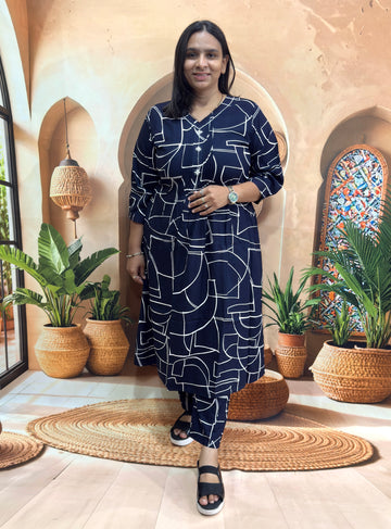 ALINE KURTI WITH PANT (HEAVY 22KG RAYON) (WITH WORK)