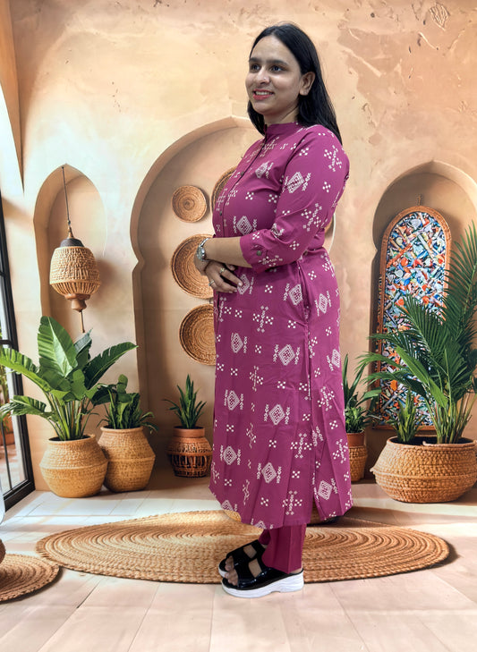 ALINE KURTI WITH PANT (PURE DABHU COTTON)