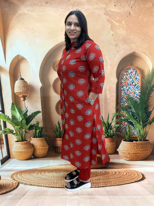 ALINE KURTI WITH PANT (PURE DABHU COTTON)