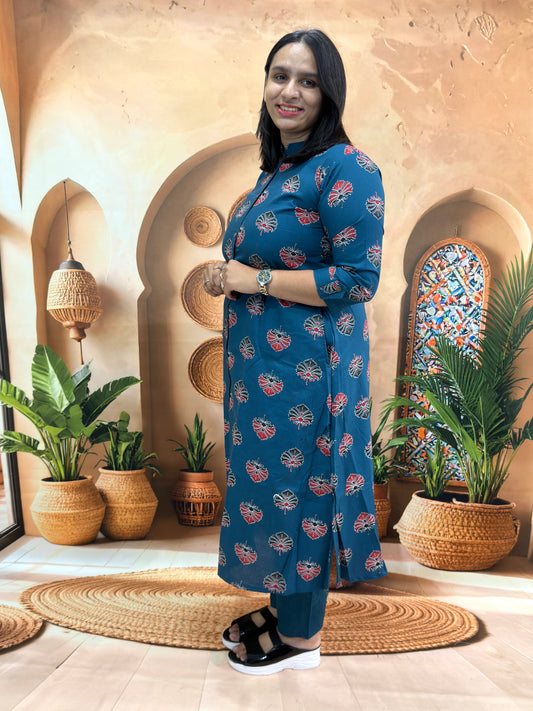 ALINE KURTI WITH PANT (PURE DABHU COTTON)