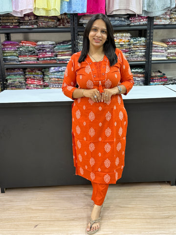 STRAIGHT KURTI PANT (PURE CAMRIC COTTON WITH WORK)