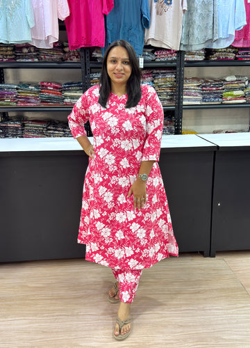 ALINE KURTI WITH PLAZO (POLYSTER COTTON)