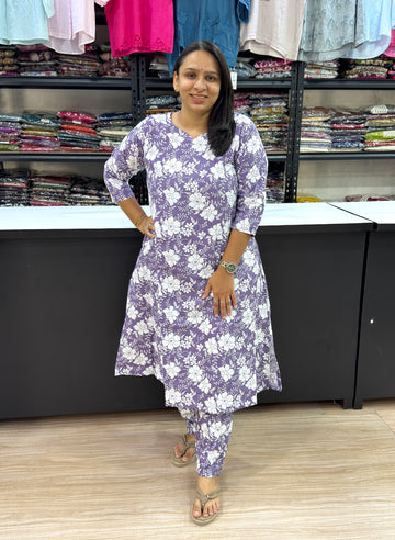 ALINE KURTI WITH PLAZO (POLYSTER COTTON)