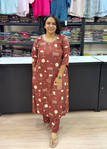 ALINE KURTI WITH PLAZO (POLYSTER COTTON)