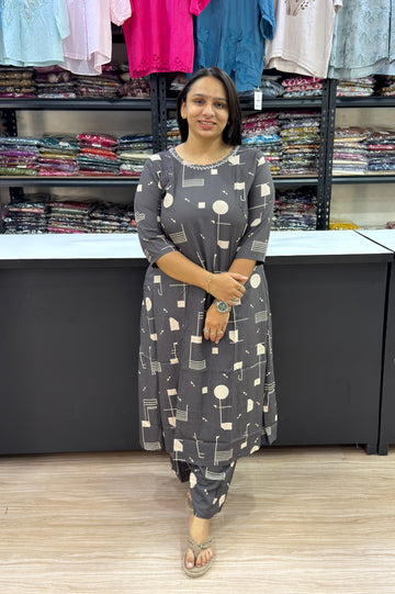 ALINE KURTI WITH PLAZO (POLYSTER COTTON)