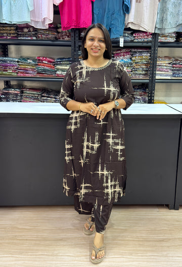 ALINE KURTI WITH PLAZO (POLYSTER COTTON)