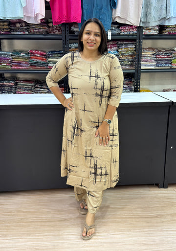 ALINE KURTI WITH PLAZO (POLYSTER COTTON)