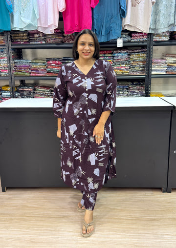 ALINE KURTI WITH PANT (HEAVY 22KG RAYON)