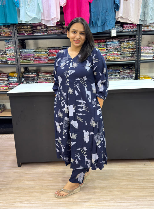 ALINE KURTI WITH PANT (HEAVY 22KG RAYON)