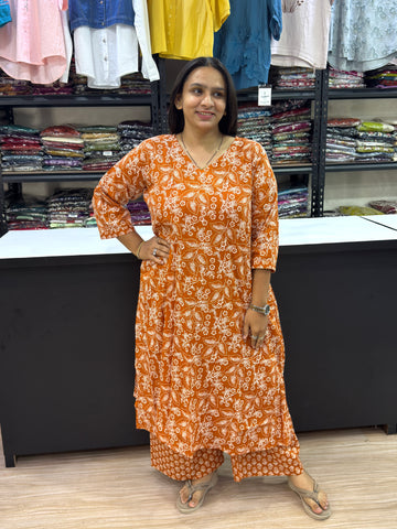 ALINE KURTI WITH PLAZO (PURE CAMRIC COTTON)