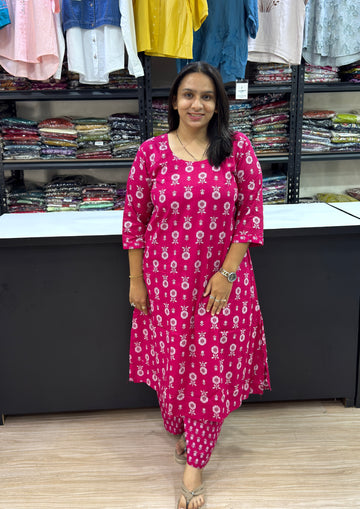 ALINE KURTI WITH PLAZO (PURE CAMRIC COTTON)