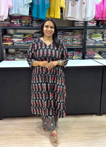 ALINE KURTI WITH PLAZO (PURE CAMRIC COTTON)