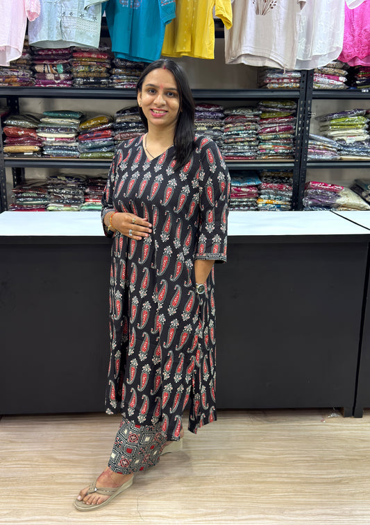 ALINE KURTI WITH PLAZO (PURE CAMRIC COTTON)
