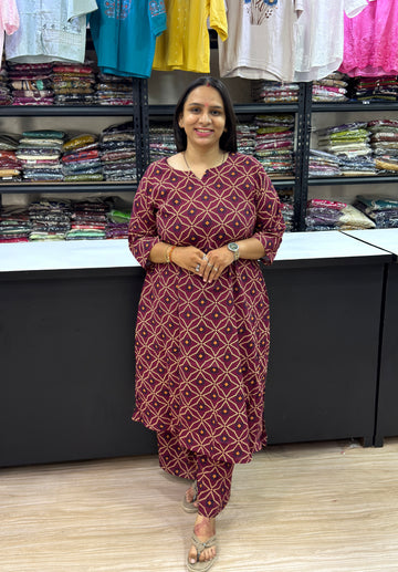 ALINE KURTI WITH PLAZO (PURE CAMRIC COTTON)