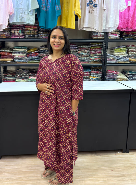 ALINE KURTI WITH PLAZO (PURE CAMRIC COTTON)
