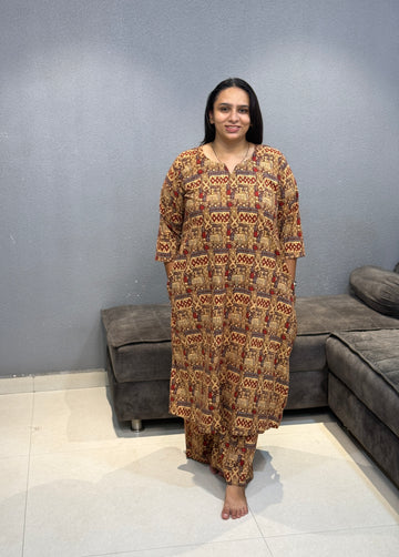 ALINE KURTI WITH PLAZO (PURE CAMRIC COTTON)