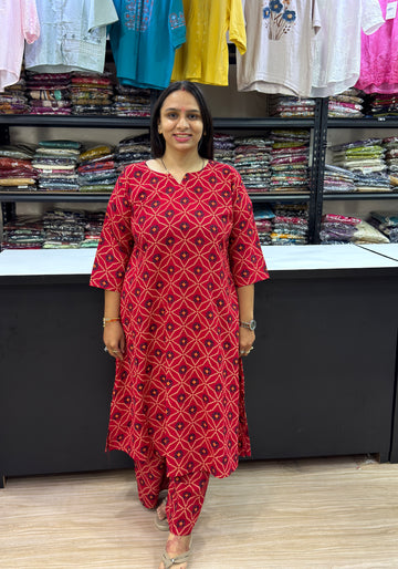 ALINE KURTI WITH PLAZO (PURE CAMRIC COTTON)