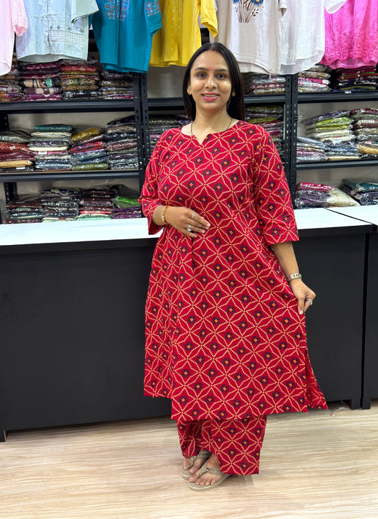 ALINE KURTI WITH PLAZO (PURE CAMRIC COTTON)