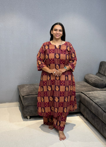 ALINE KURTI WITH PLAZO (PURE CAMRIC COTTON)