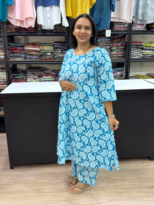 ALINE KURTI WITH PLAZO (PURE CAMRIC COTTON)
