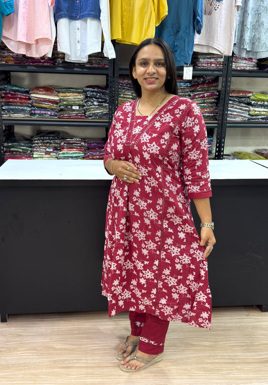 ALINE KURTI WITH PANT (PURE CAMRIC COTTON)