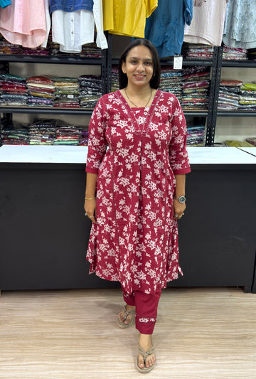 ALINE KURTI WITH PANT (PURE CAMRIC COTTON)