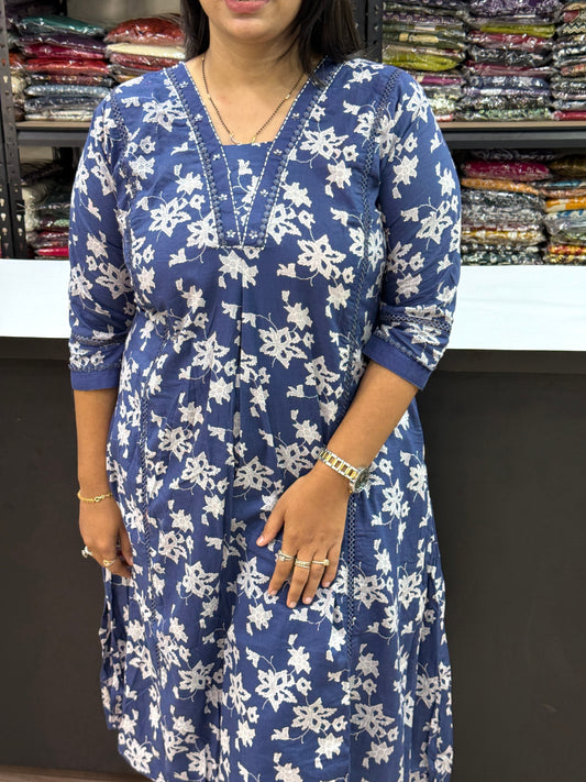ALINE KURTI WITH PANT (PURE CAMRIC COTTON)