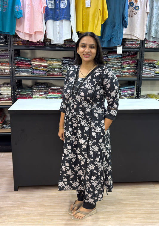 ALINE KURTI WITH PANT (PURE CAMRIC COTTON)