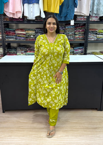 ALINE KURTI WITH PANT (PURE CAMRIC COTTON)