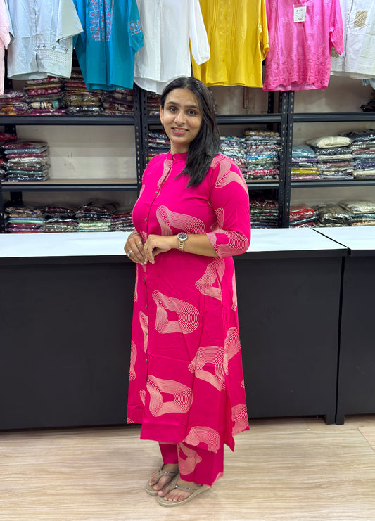 ALINE KURTI WITH PANT (PURE RAYON)