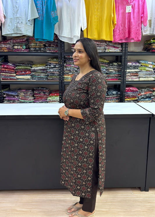 STRAIGHT KURTI WITH PANT (DHABU COTTON)
