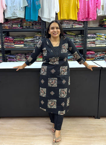 STRAIGHT KURTI WITH PANT (DHABU COTTON)